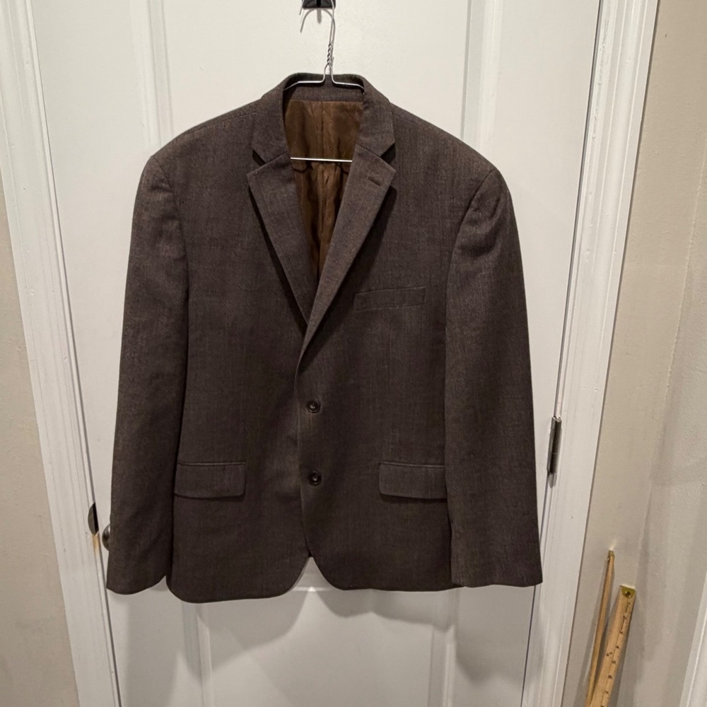 Michael Kors Mens Wool Blazer Brown Birdseye Weave Two Button Jacket Size‎ L